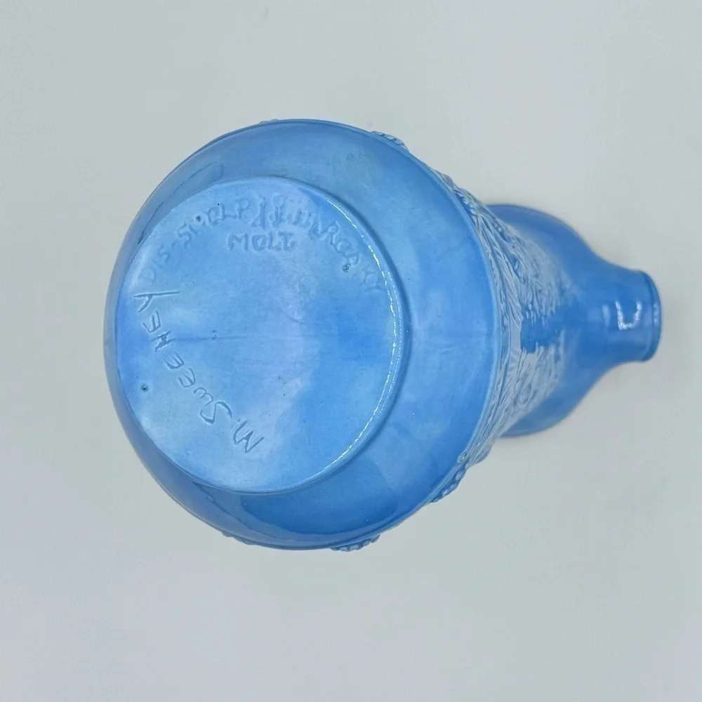 Vintage Blue Pilgrim Scenery Embossed Water Pitcher